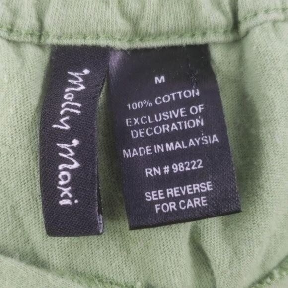 Molly Maxi Green Floral Embroidered Peasant Top sz M - Picture 8 of 8